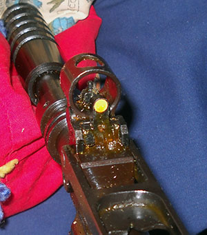 detail, M59/66 front sight with night sight deployed
